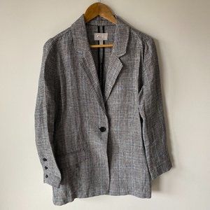 Chelsea 28 Plaid Grey & Blue Linen Blazer Jacket Size M
